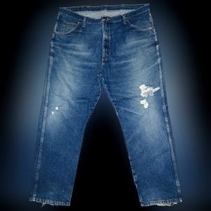 Distressed Vintage 42x30 Wrangler Jeans